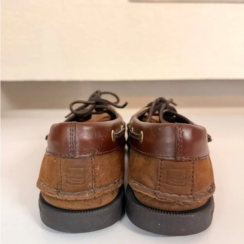 Sperry Top-Sider Men's Authentic Original 2Eye Boat Shoes Brown Suede/Leather 9M